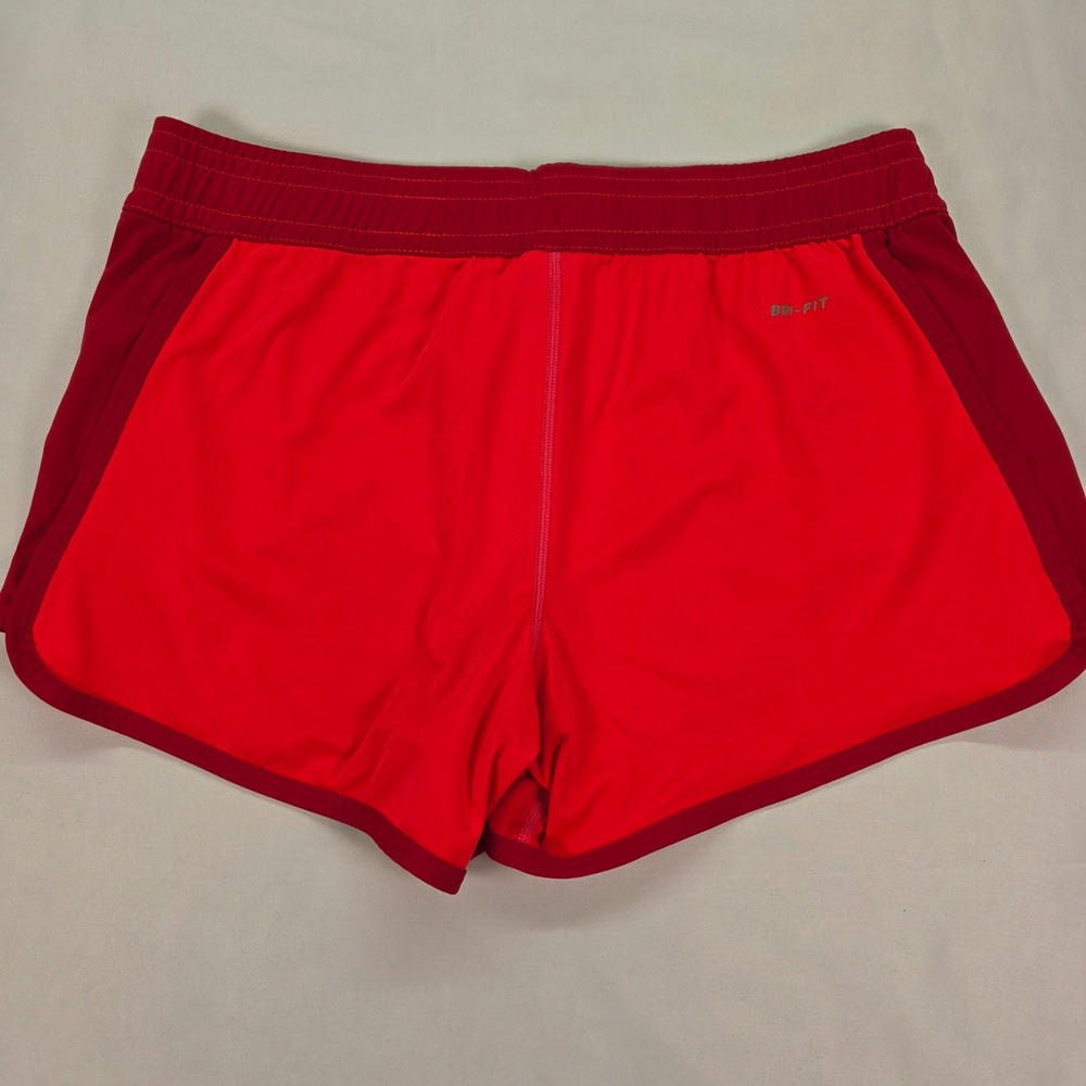 Nike Dri-FIT Womens Running Shorts Red Two Tone Athletic Shorts Size L - Picture 4 of 6